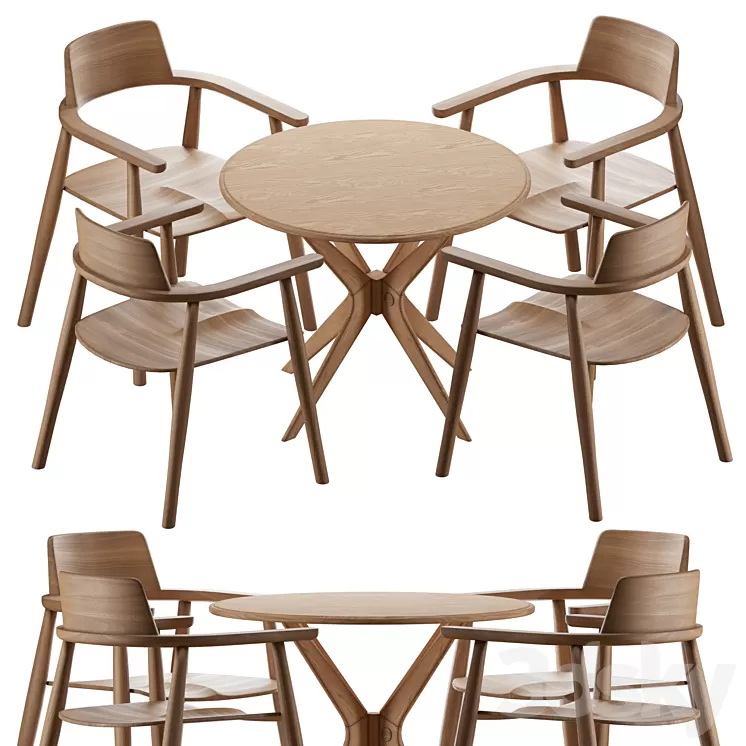 Table Alden with chairs Samurai 3D Model Free Download