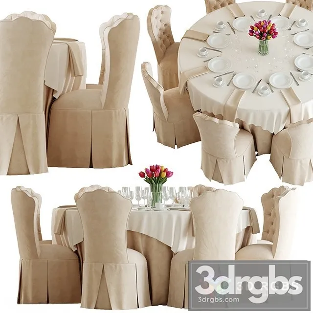 Table Allison Tufted Vanity Chair 3D Model Download