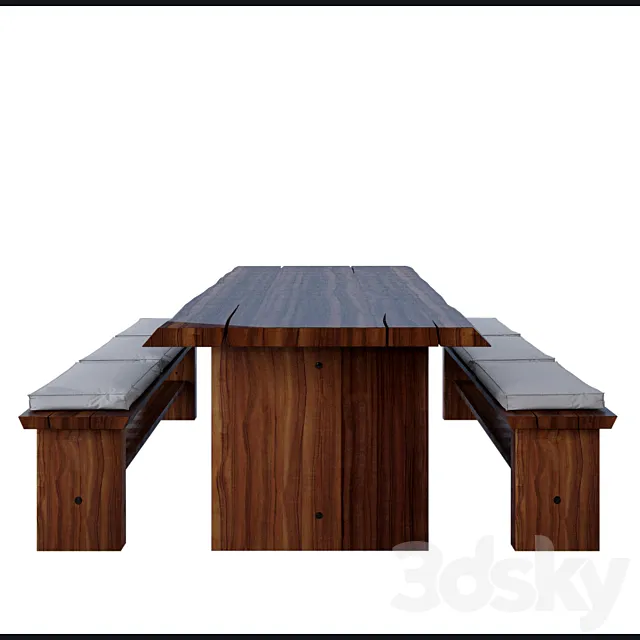 table and benches 3D Model table and benches 3D Model