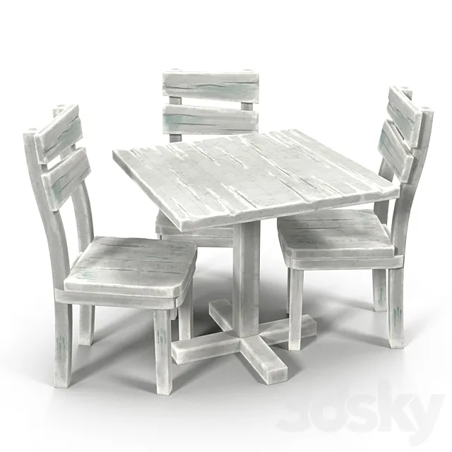 Table and chair 3D Model