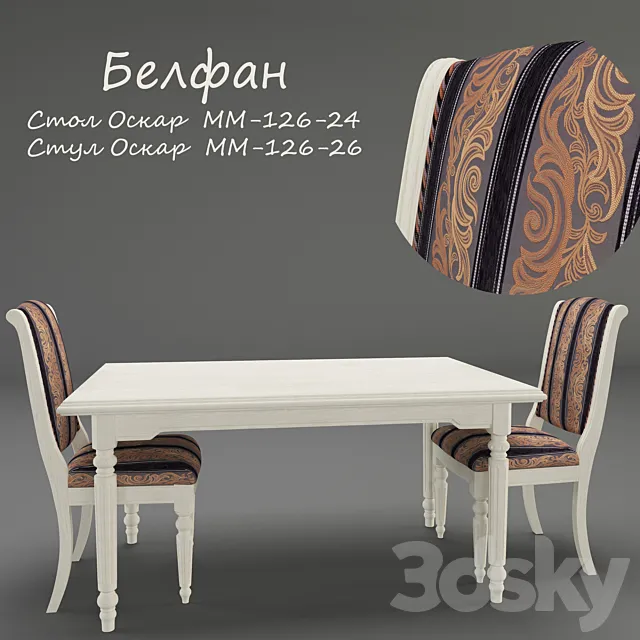Table and chair Belfan collection Oscar 3DModel Table and chair Belfan collection Oscar 3DModel