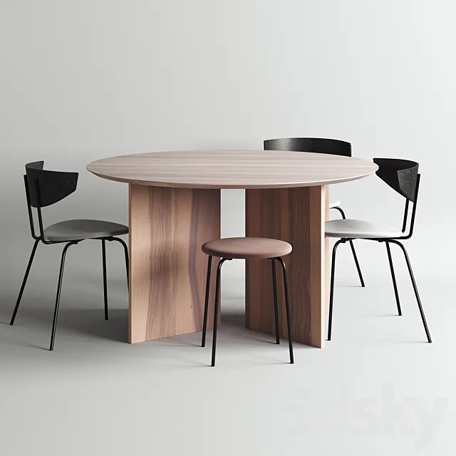 Table and chair by Ferm Living 3DModel