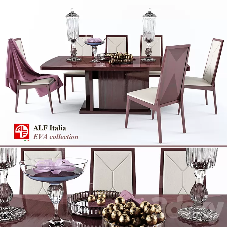 Table and chair EVA colection (ALF italia) 3D Model Table and chair EVA colection (ALF italia) 3D Model