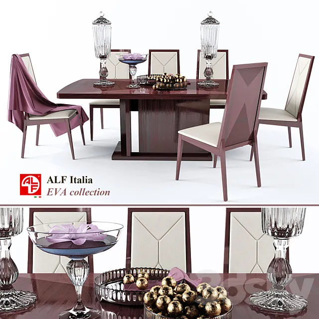 Table and chair EVA colection (ALF italia) 3D Model Table and chair EVA colection (ALF italia) 3D Model