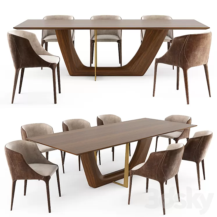 Table and chair GREENWICH GOLDIE 3D Model