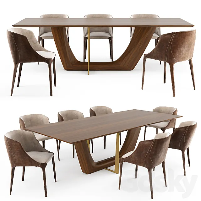 Table and chair GREENWICH GOLDIE 3DModel Table and chair GREENWICH GOLDIE 3DModel