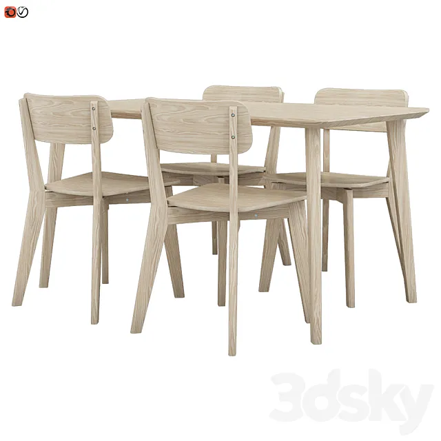 Table and chair IKEA LISABO 3D Model