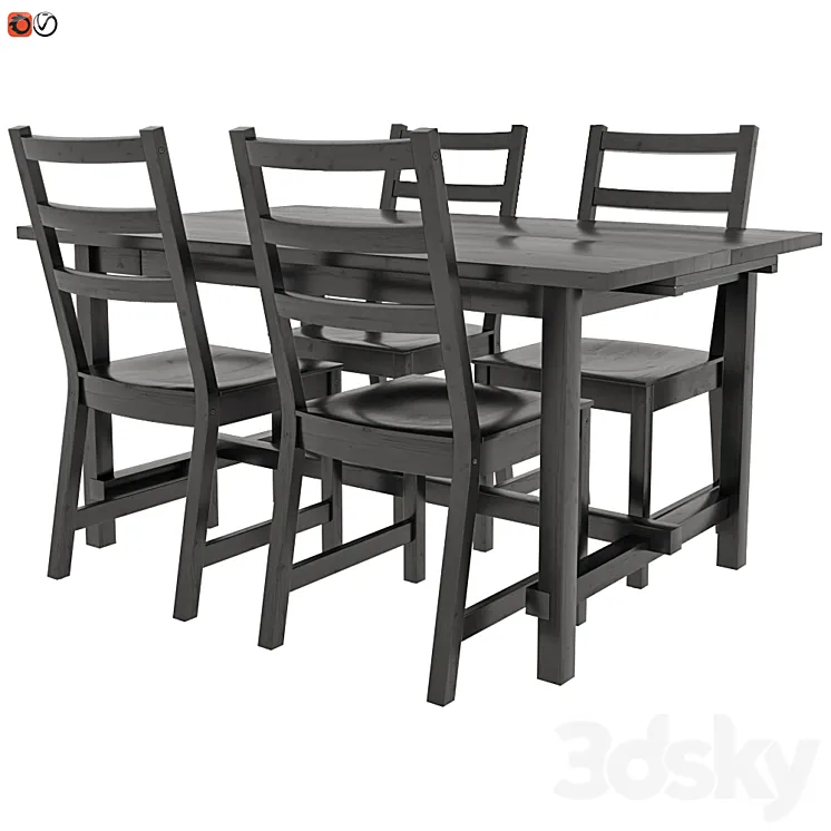 Table and chair IKEA NORDVIKEN 3D Model Free Download
