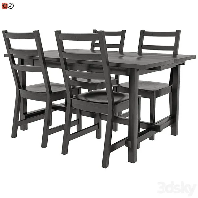 Table and chair IKEA NORDVIKEN 3D Model