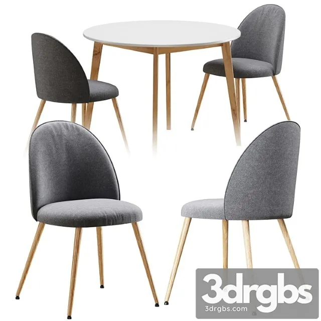 Table and chair jysk kokkedal jegind 2 3D Model Download