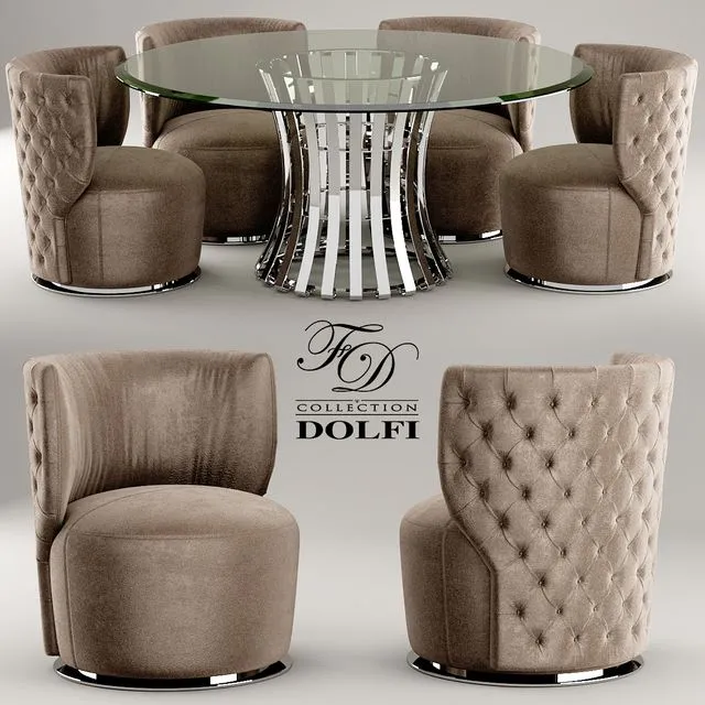 Table and chair sedia capitonne girevole dolfi 3D Model
