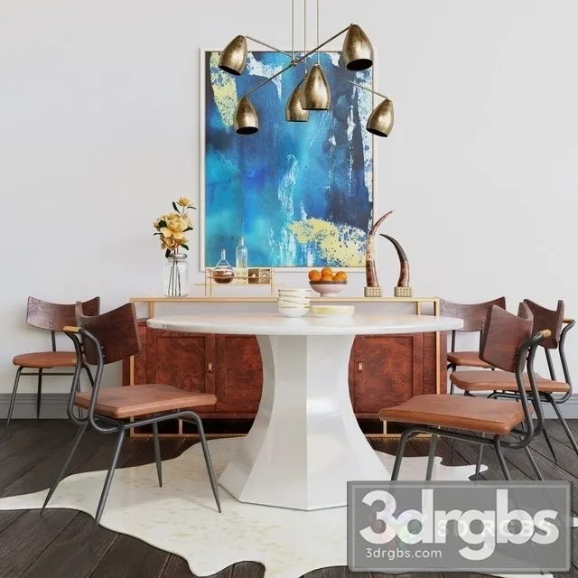 Table and Chair Set 72 3D Model Download