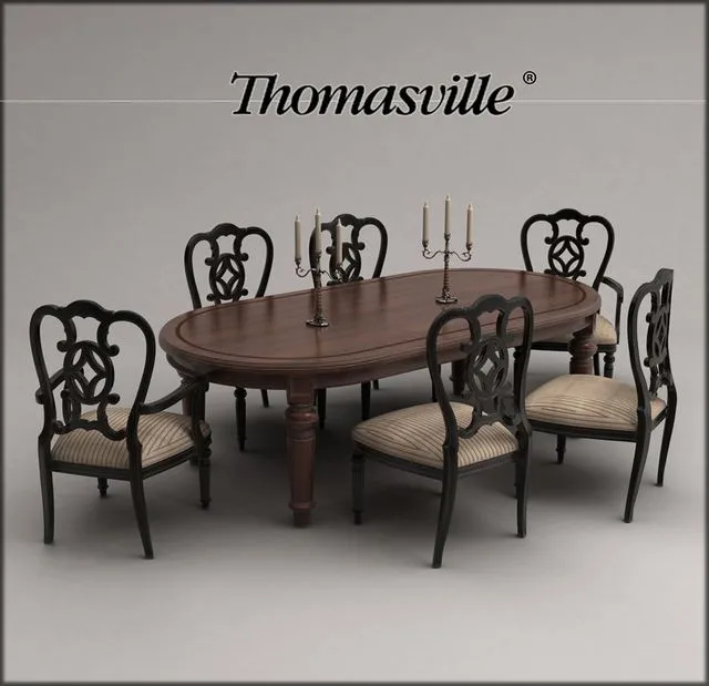 table and chair Thomasville 3D Model table and chair Thomasville 3D Model