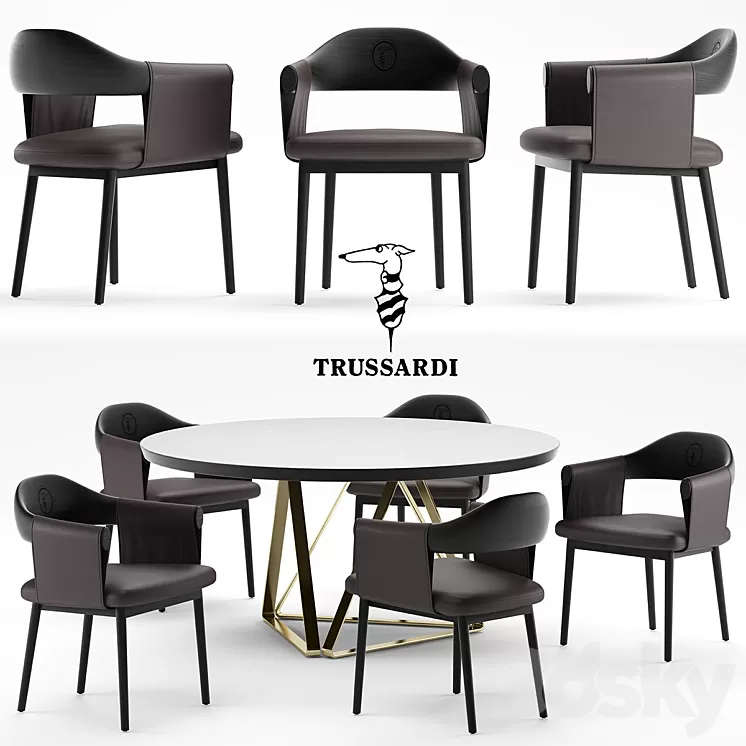 Table and chair Trussardi Casa Larzia Chair 3D Model Table and chair Trussardi Casa Larzia Chair 3D Model