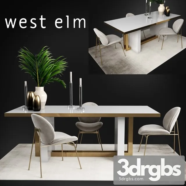Table and Chair West Elm Collections  3D Model Download