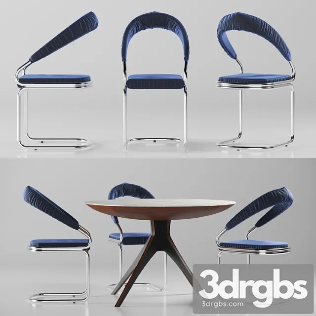 Table and chair with upholstery 2 3D Model Download