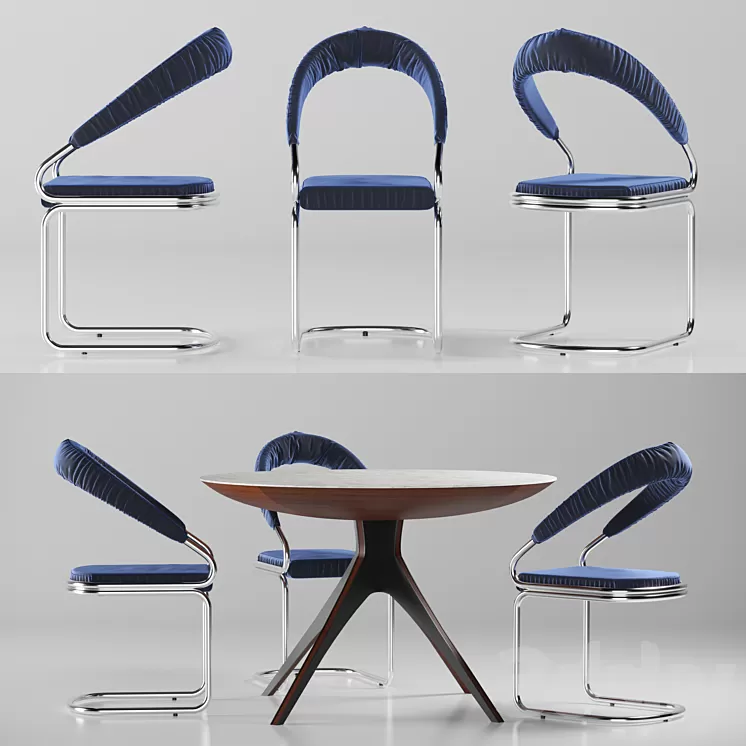 Table and chair with upholstery 3D Model Table and chair with upholstery 3D Model