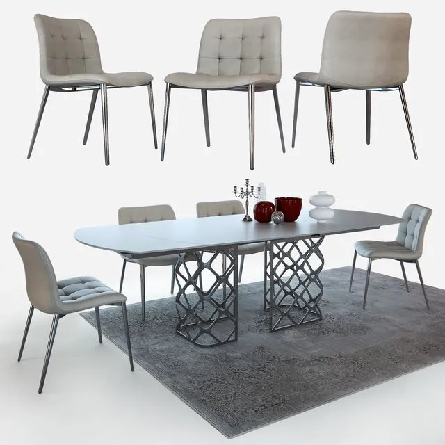 Table and chairs Bontempi Casa 3D Model