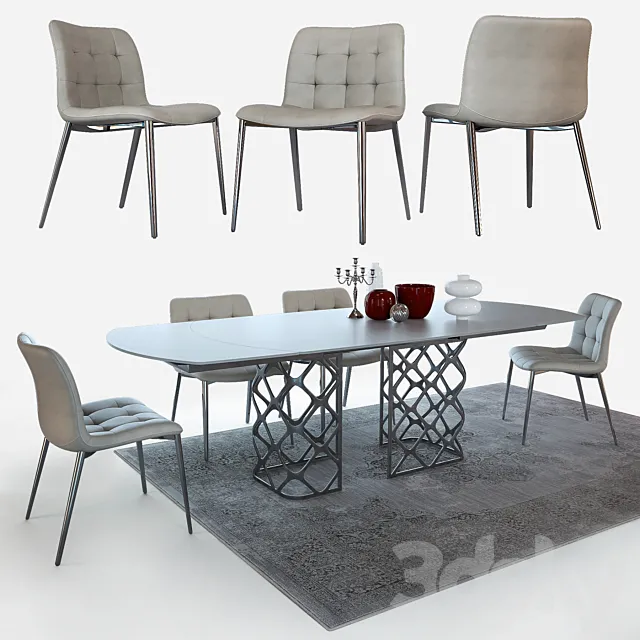Table and chairs Bontempi Casa 3D Model Table and chairs Bontempi Casa 3D Model