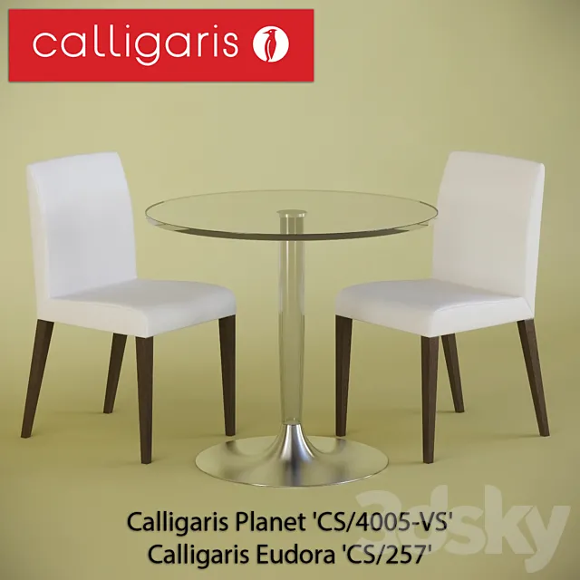 Table and chairs: Calligaris Planet ‘CS _ 4005-VS’ _ & Calligaris Eudora ‘CS _ 257’ 3D Model