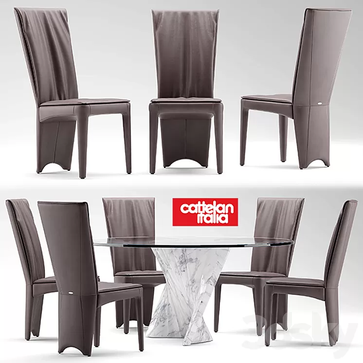 Table and chairs cattelan italia AURELIA 3D Model Table and chairs cattelan italia AURELIA 3D Model
