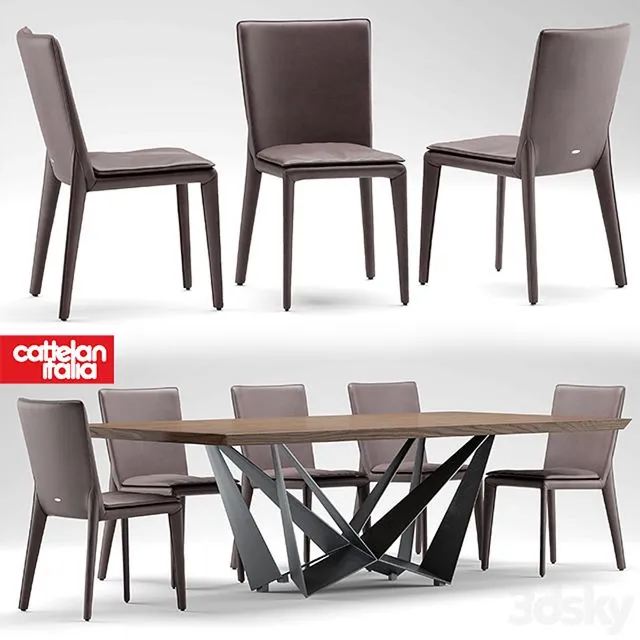 Table and chairs cattelan italia VITTORIA 3D Model Table and chairs cattelan italia VITTORIA 3D Model