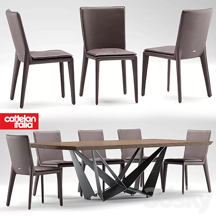 Table and chairs cattelan italia VITTORIA 3D Model Table and chairs cattelan italia VITTORIA 3D Model