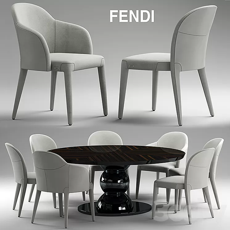 Table and chairs fendi Audrey Chair 3D Model Table and chairs fendi Audrey Chair 3D Model