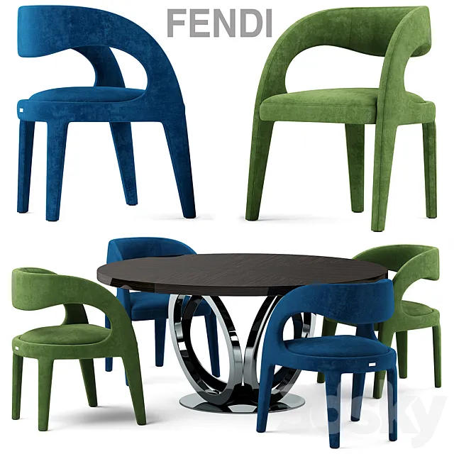 Table and chairs fendi casa Berenice Chair 3DModel Table and chairs fendi casa Berenice Chair 3DModel