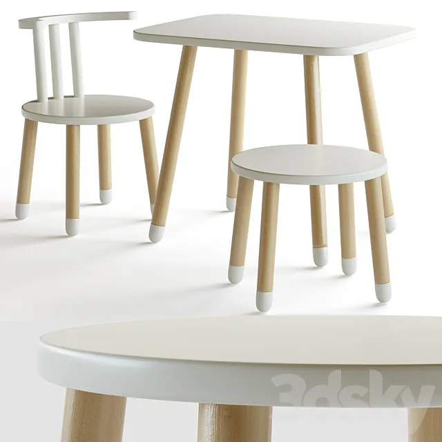 Table and chairs for the nursery 3D Model Table and chairs for the nursery 3D Model