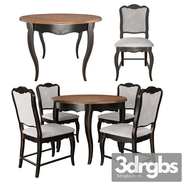Table and chairs from the collection of mobilier de maison 2 3D Model Download