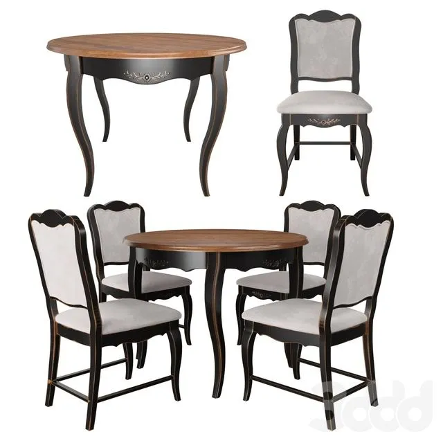 Table and chairs from the collection of Mobilier de Maison 3D Model