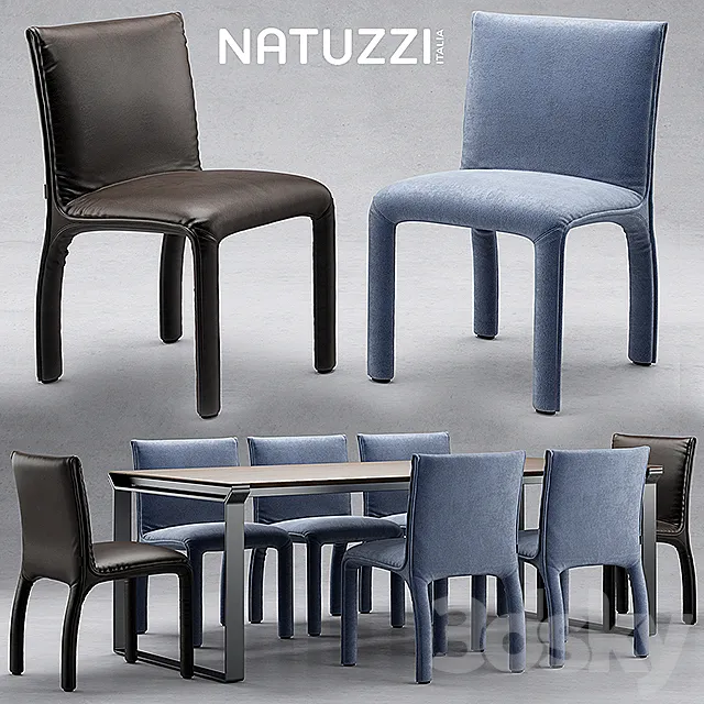 Table and chairs natuzzi Hedi 3DModel Table and chairs natuzzi Hedi 3DModel