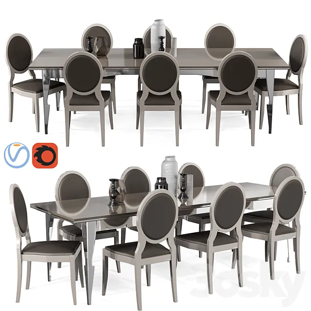 Table and chairs Scavolini Exclusiva with decor 3D Model