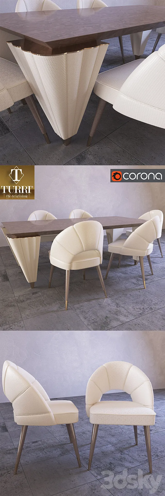 Table and chairs Turri Orion 3DModel Table and chairs Turri Orion 3DModel