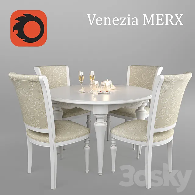 Table and chairs Venezia Merx 3D Model