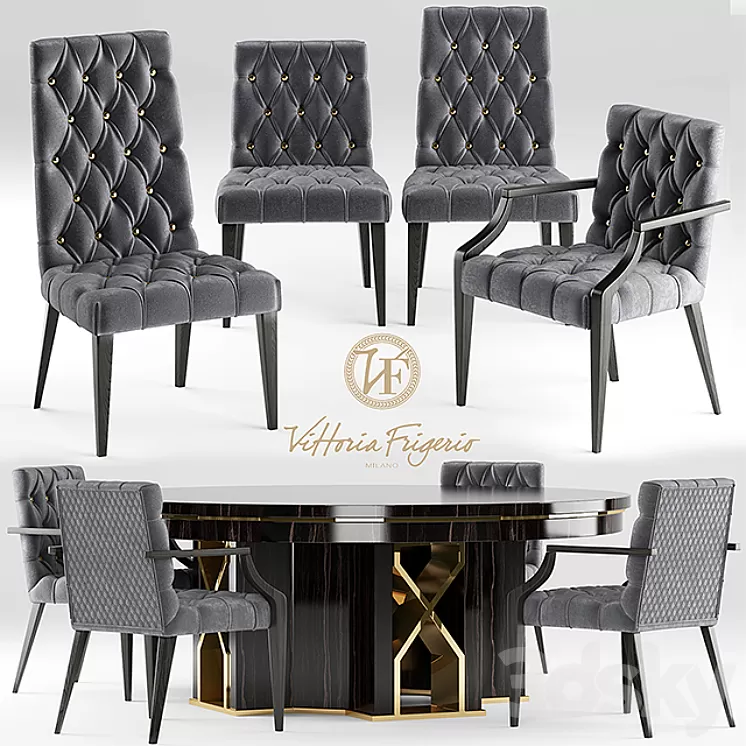 Table and chairs Vittoria Frigerio 3D Model Table and chairs Vittoria Frigerio 3D Model
