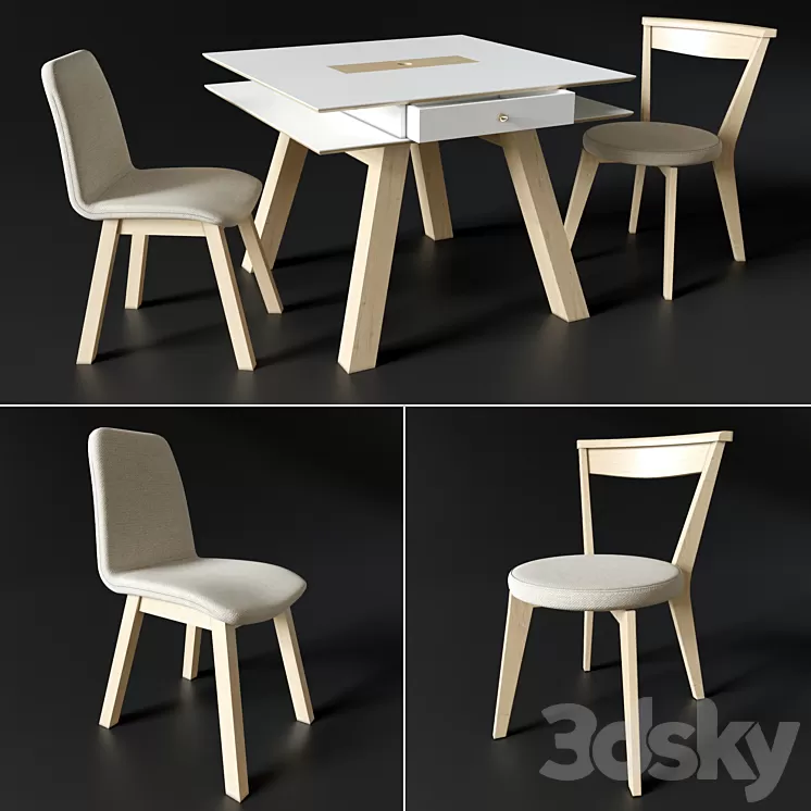 Table and chairs VOX 3D Model Table and chairs VOX 3D Model