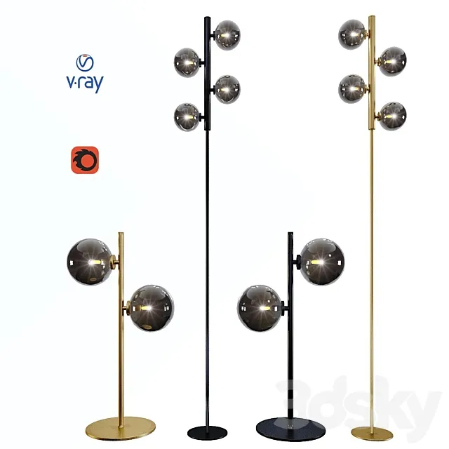 Table and floor lamps model TYCHO from the company LUCIDE Belgium. 3D Model