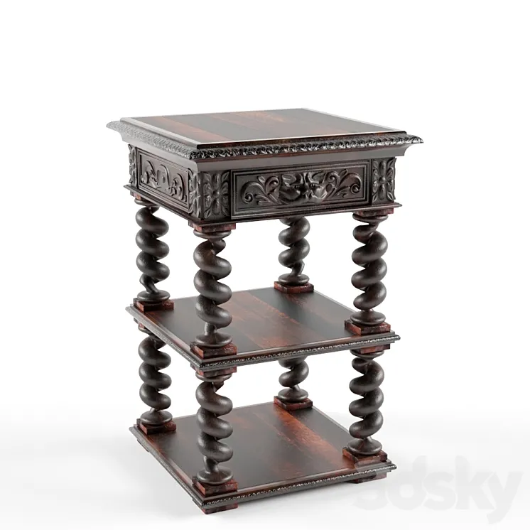 Table Antique Side 3D Model Free Download