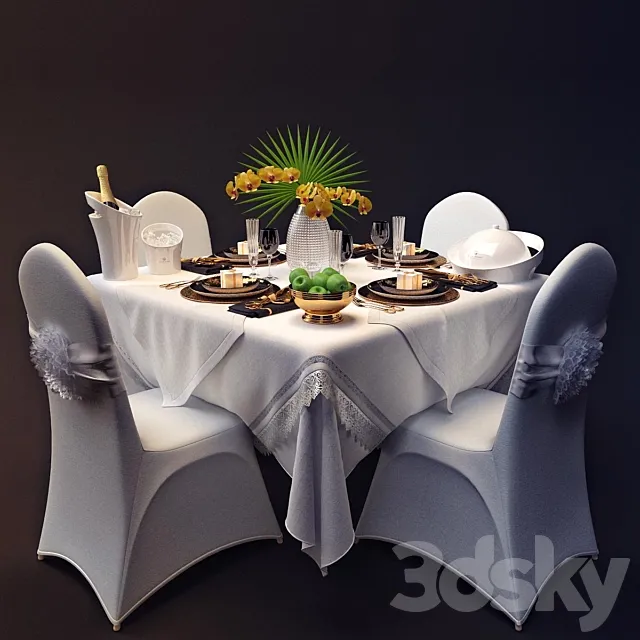 Table appointments Hermes style _ Tableware style Hermes 3D Model