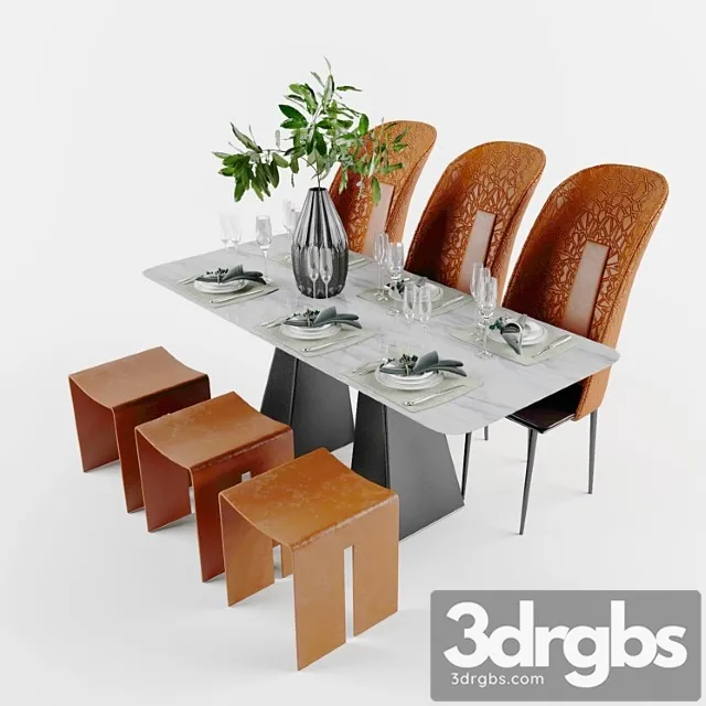 Table + chair 2 3D Model Download