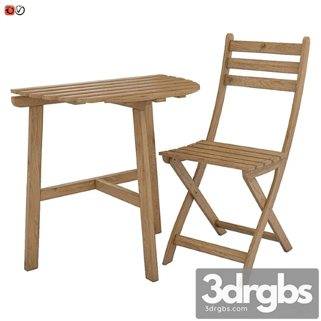 Table Chair Ikea Askholmen 02 3D Model Download