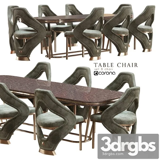 Table Chair Modern 1 3D Model Download