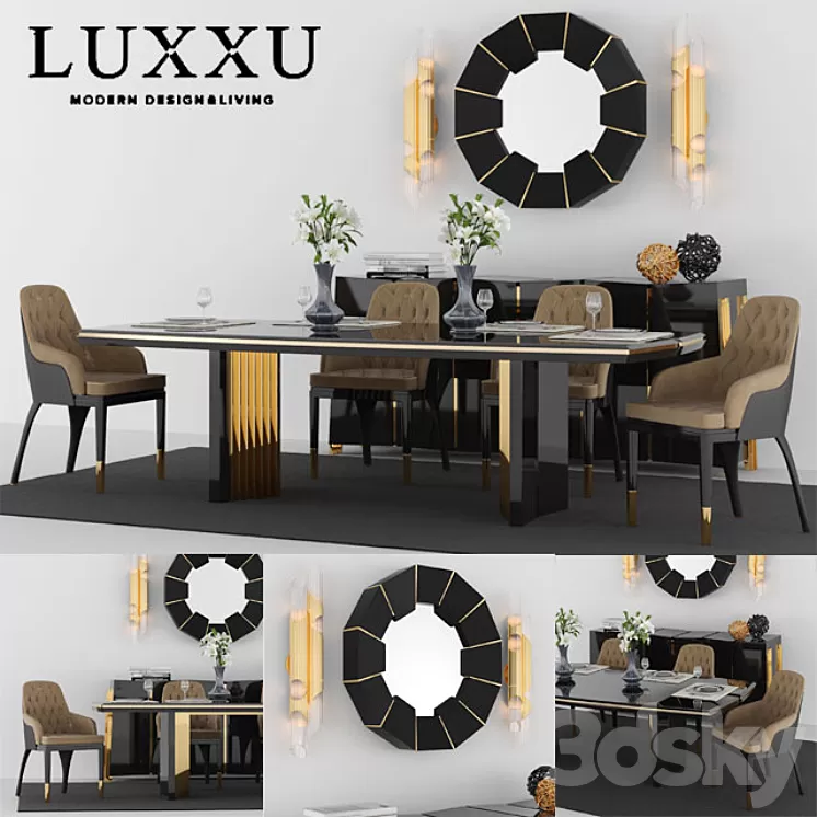 Table + Chair Set_2 by LUXXU 3D Model Table + Chair Set_2 by LUXXU 3D Model