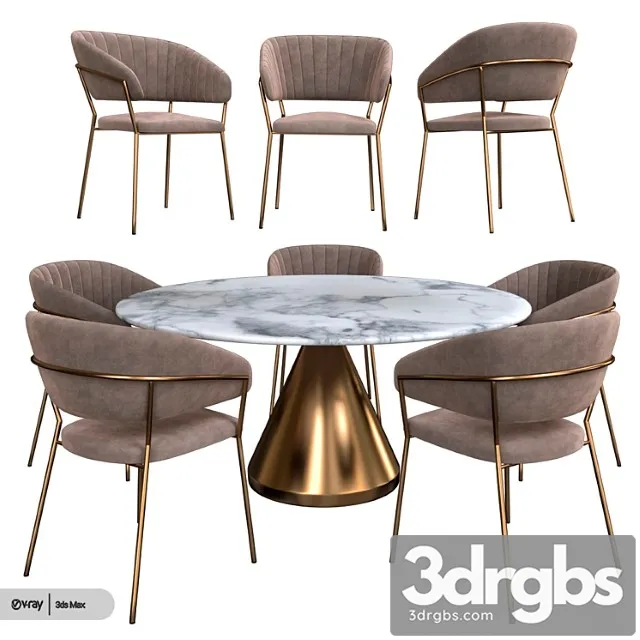 Table + chair with new design 2 3D Model Download