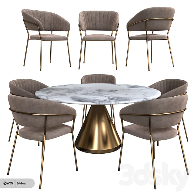 Table + chair with new design 3D Model