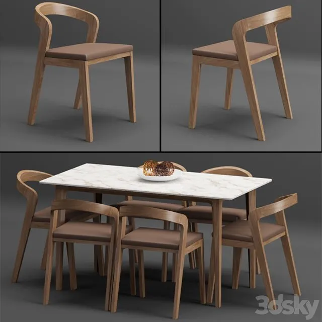Table + chair_set_002 3D Model