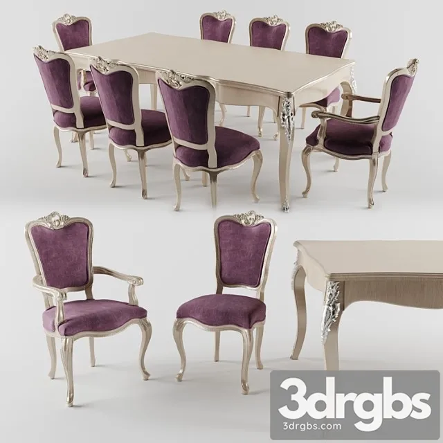 Table + chairs 2 3D Model Download