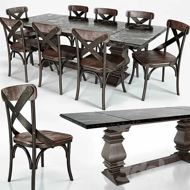 Table + chairs 3D Model Table + chairs 3D Model